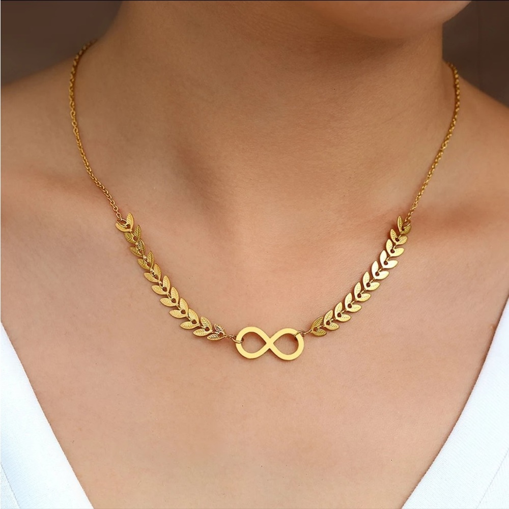 NEW Infinity Symbol Gold Stainless Steel Necklace - Picture 3 of 4